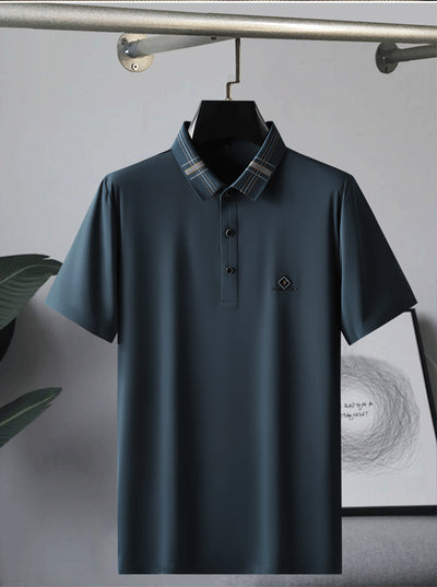 Polo Holgado Bicolor con Solapa de Manga Corta en Tela Ice Silk - Image 9