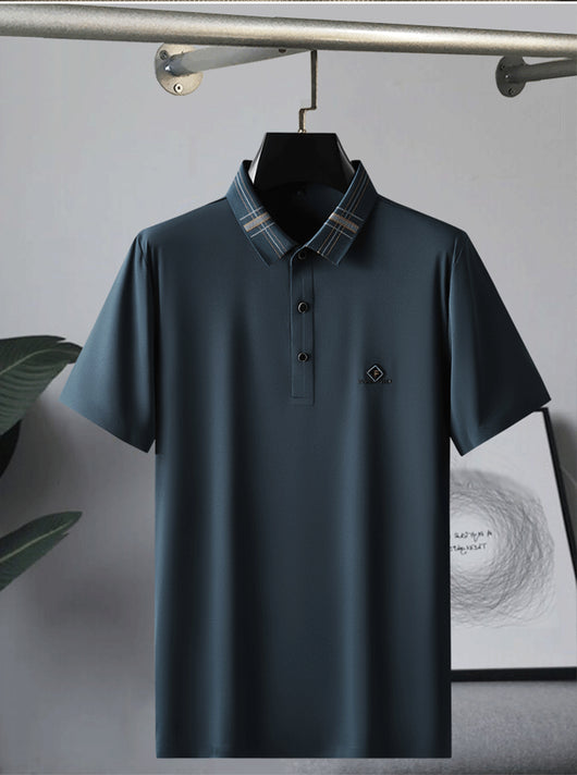 Polo Holgado Bicolor con Solapa de Manga Corta en Tela Ice Silk - Image 9