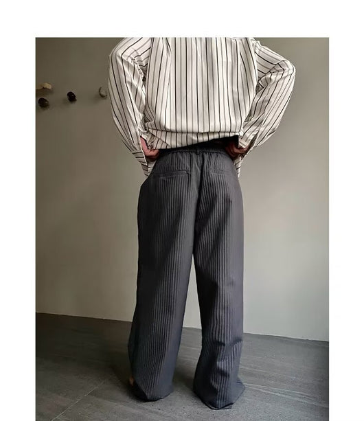 Pantalones Anchos Plisados con Textura para Hombre - Image 14