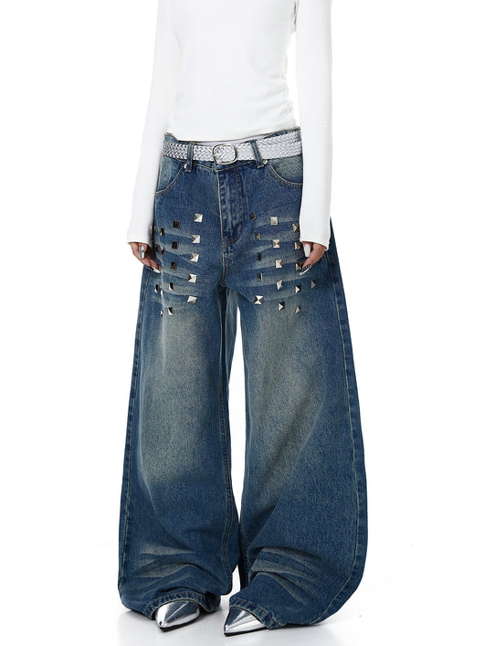 Pantalones Vaqueros Desteñidos para Mujer con Diseño de Remaches Estilo Americano y Detalles Rasgados - Image 12