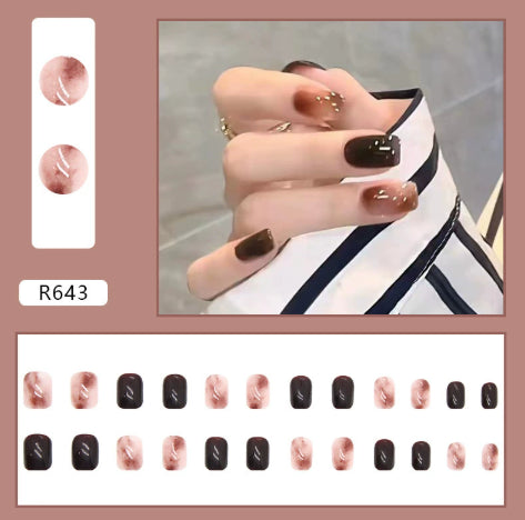 Uñas Postizas con Degradado Color Block - Set de 24 Piezas para un Look Sofisticado - Image 6
