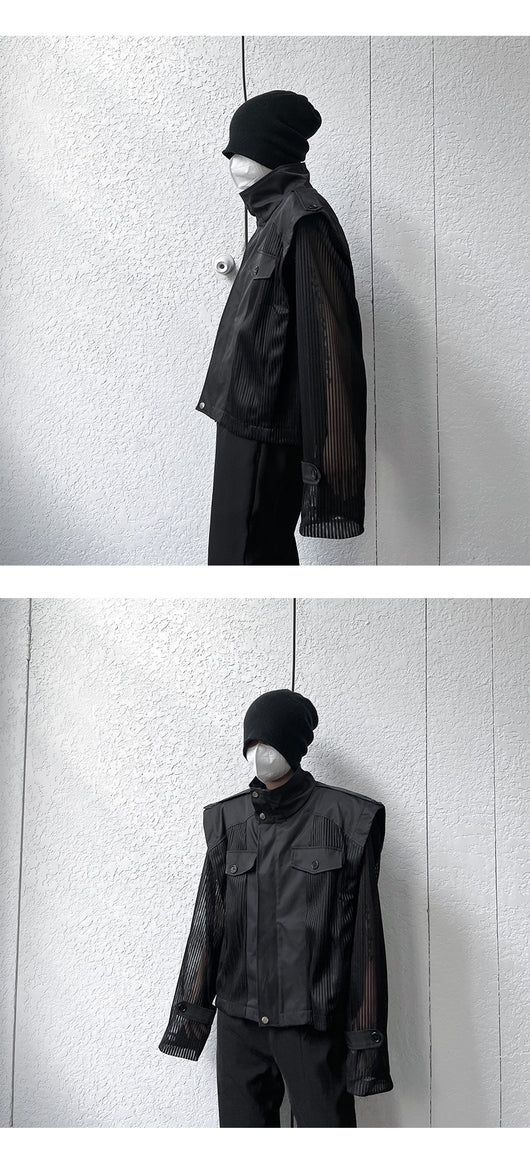 Blusa Suelta de Gasa con Cuello Alto Protección Solar - Image 19
