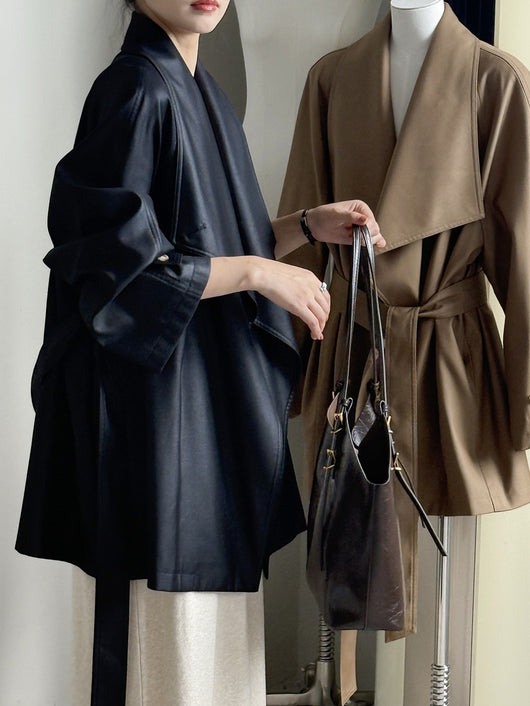 Chaqueta Cortavientos Suelta con Solapa Ancha para Mujer - Colección Otoño - Image 11