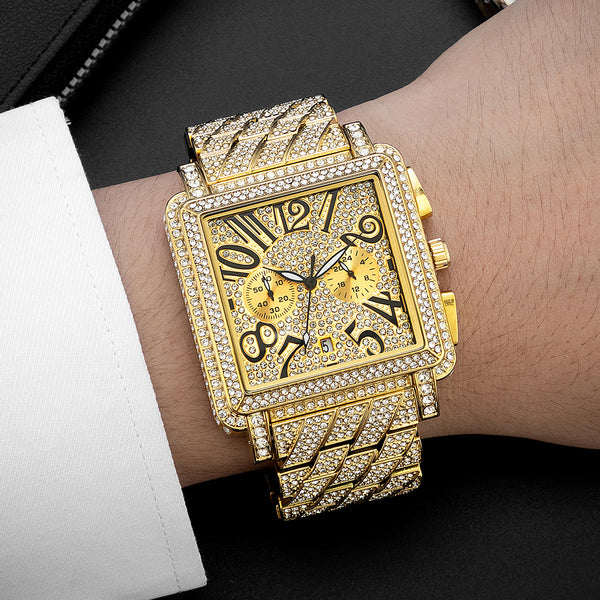 Reloj Deportivo Digital de Diamante con Pantalla Cuadrada y Múltiples Funciones