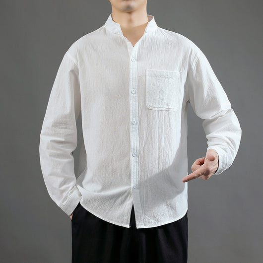 Camisa Juvenil de Algodón y Lino - Diseño Minimalista y Versátil - Image 10