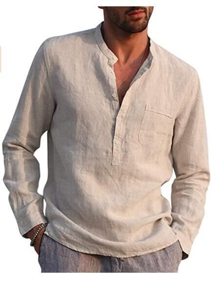 Camisa de Lino Casual Manga Larga para Playa Hombre - Image 8