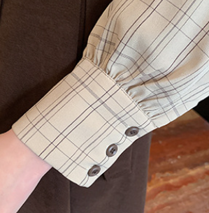 Conjunto de Dos Piezas: Vestido Camisero Cuadriculado Manga Larga Ajustado - Image 10