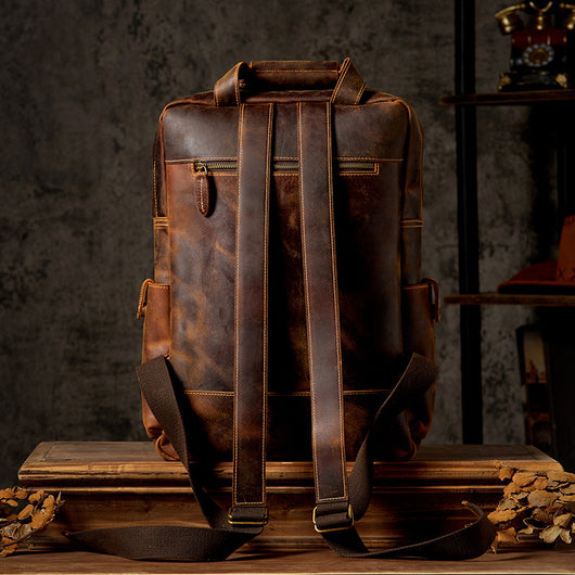 Mochila de Cuero Vintage para Viajes y Aventuras al Aire Libre - Image 3