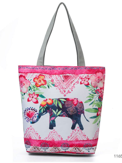 Bolso de Playa Étnico con Estampado de Paraguas para Mujer
