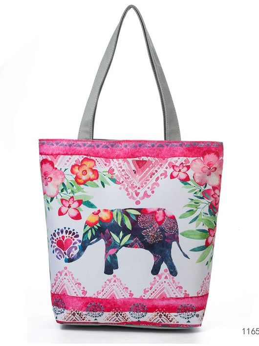 Bolso de Playa Étnico con Estampado de Paraguas para Mujer