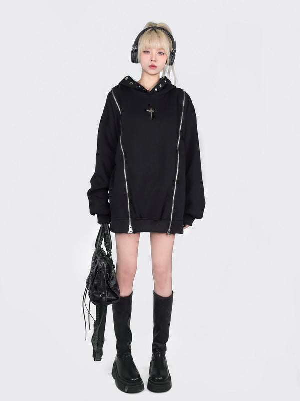 Sudadera con Capucha y Hombros Descubiertos