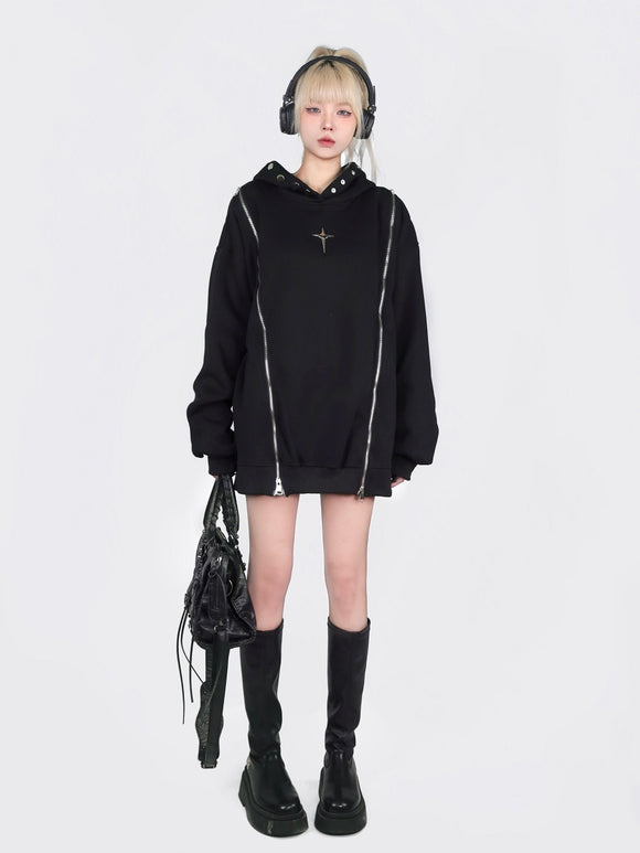Sudadera con Capucha y Hombros Descubiertos