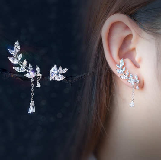 Aretes Asimétricos de Plata 925 Estilo Coreano para Mujer