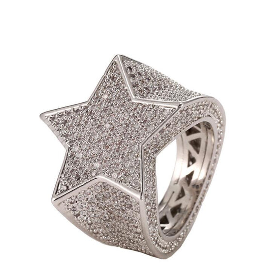 Anillo Estrella de Cinco Puntas con Diamantes Hip-hop para Hombre - Image 6
