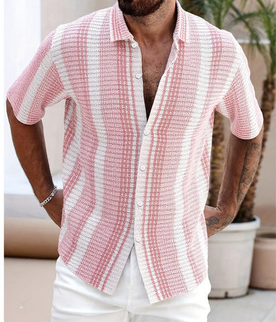 Camisa Casual Slim Estampado 3D Playa Manga Corta para Hombre - Image 18