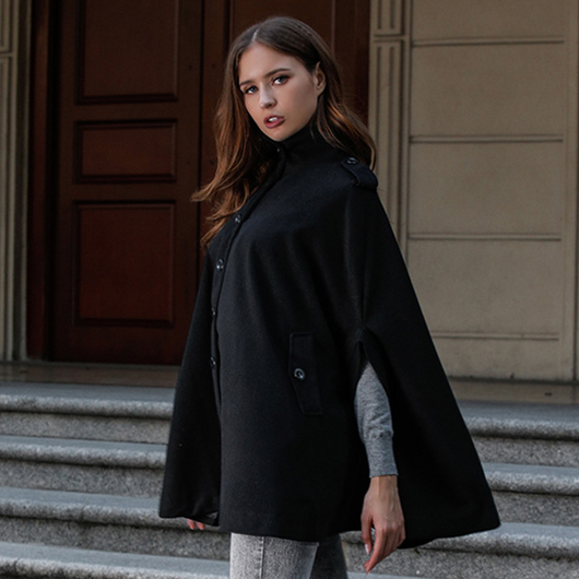 Poncho Abrigo de Lana - Capa Corta Elegante - Image 9