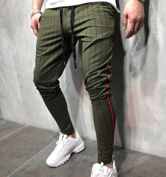 Pantalones de jogging para hombre con rayas y cordón ajustable - Image 2