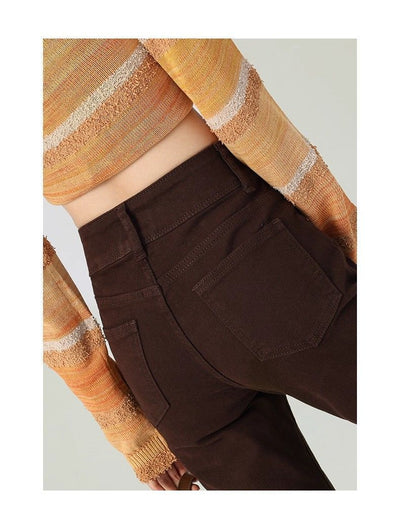 Pantalones Acampanados Talle Alto Moldeadores Marrón para Mujer Petite - Image 12