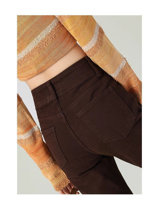 Pantalones Acampanados Talle Alto Moldeadores Marrón para Mujer Petite - Image 12