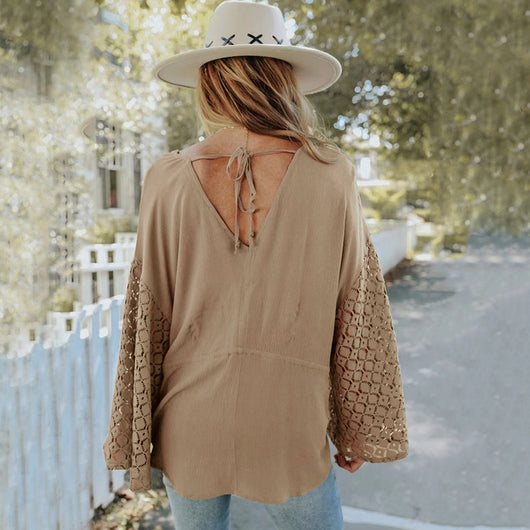 Blusa Larga de Gasa con Botones y Detalles Calados - Image 11
