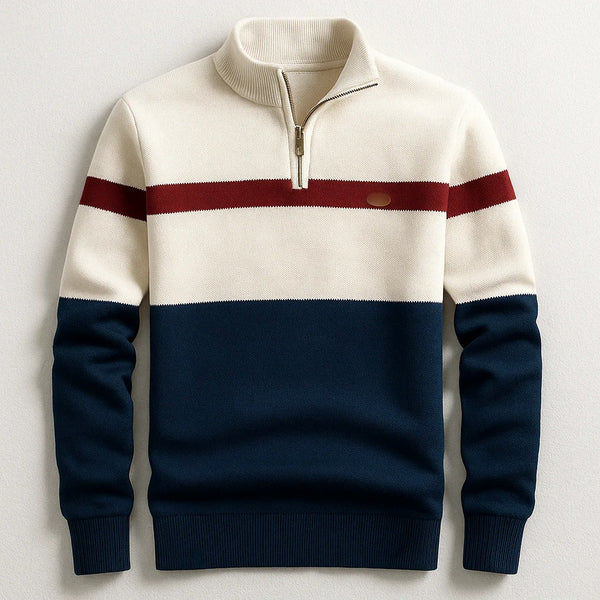 Suéter Pullover Ejecutivo con Cuello Alto y Cierre de Media Cremallera - Image 6