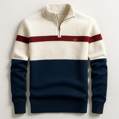 Suéter Pullover Ejecutivo con Cuello Alto y Cierre de Media Cremallera - Image 6