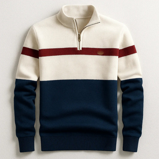 Suéter Pullover Ejecutivo con Cuello Alto y Cierre de Media Cremallera - Image 6
