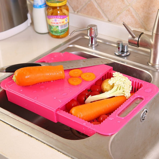 Tabla de Corte Multifunción con Colador Integrado para Cocina - Image 9