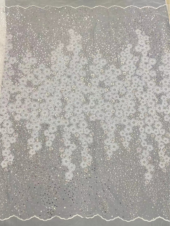 Vestido de Boda Moderno con Malla Bordada y Detalles en Perlas 3D