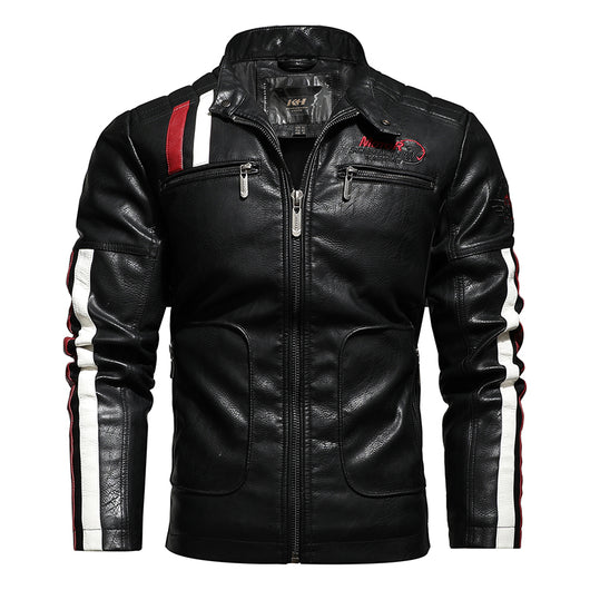 Chaqueta de Cuero Slim Fit con Bordados para Hombre - Image 13
