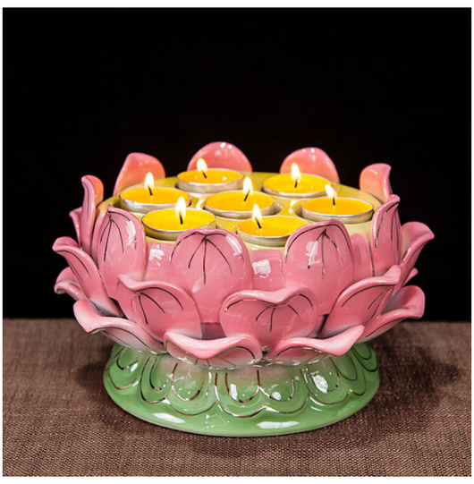 Porta Vela de Loto Cerámica - Recipiente Dharma para Meditación - Image 5