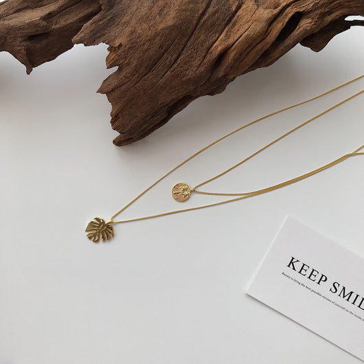 Collar Doble Monstera en Oro Fluido - Image 5