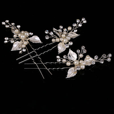 Joyería de Novia Artesanal Europea con Diadema y Horquillas de Hoja - Image 5