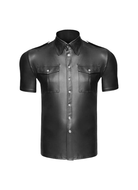 Camisa ajustada de charol con manga corta - Image 11