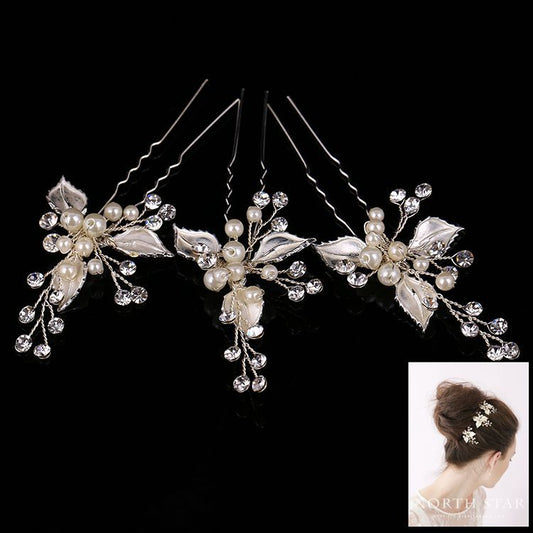 Joyería de Novia Artesanal Europea con Diadema y Horquillas de Hoja