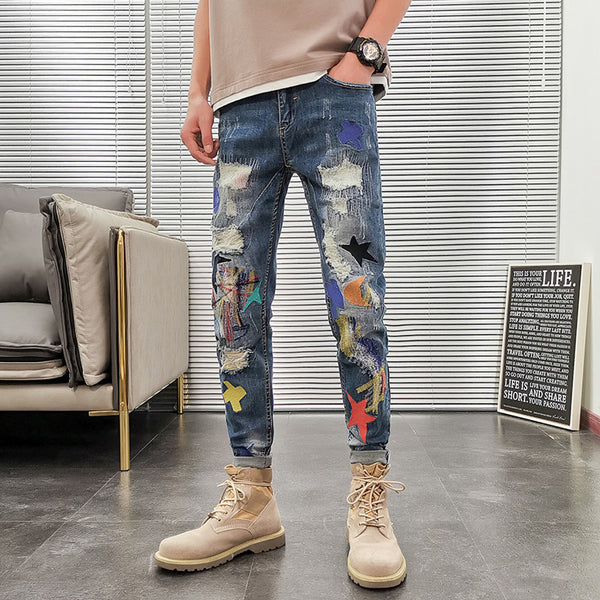 Jeans Slim Fit con Bordado de Logo para Hombre