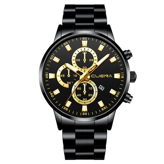 Reloj de Acero Inoxidable CUENA 889 con Calendario y Movimiento de Cuarzo