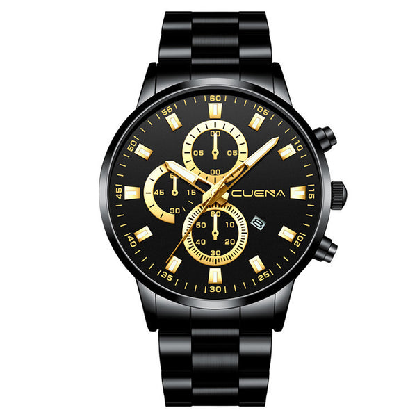 Reloj de Acero Inoxidable CUENA 889 con Calendario y Movimiento de Cuarzo