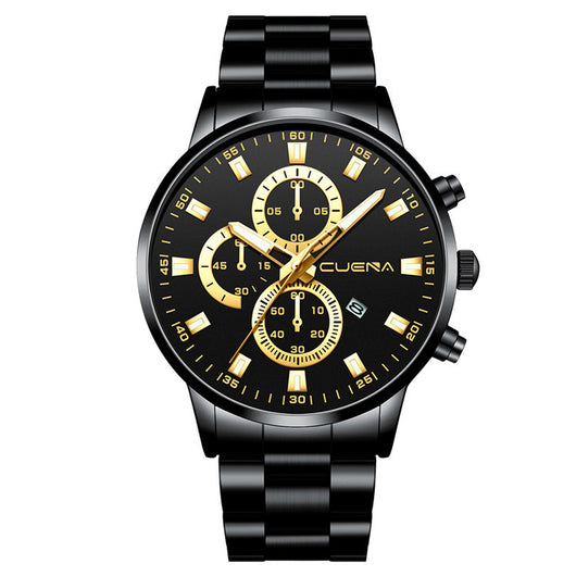 Reloj de Acero Inoxidable CUENA 889 con Calendario y Movimiento de Cuarzo