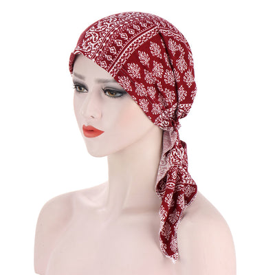 Pañuelo Floral Curvo con Dos Colas para la Cabeza - Image 14