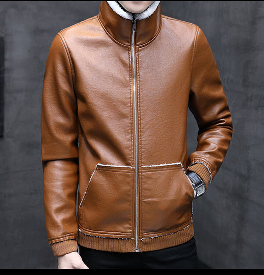 Chaqueta de Cuero y Forro Polar Cordero Cashmere para Hombre - Image 10