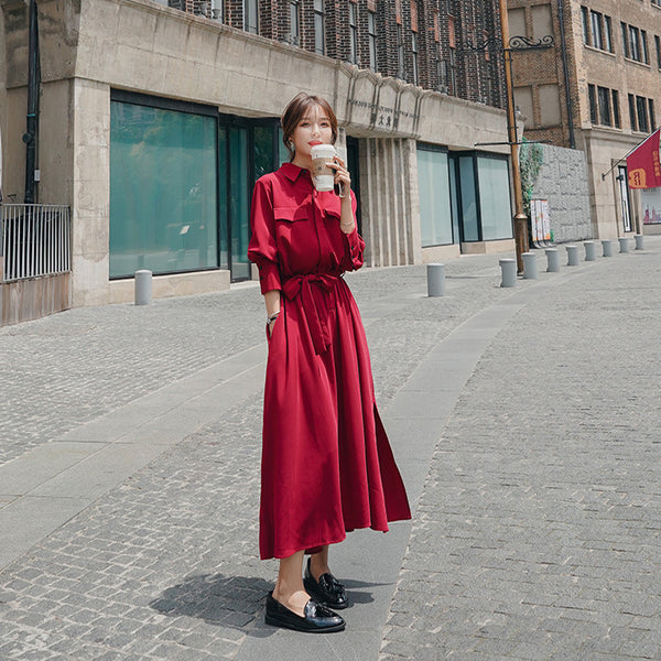 Vestido Camisero con Cintura Marcada