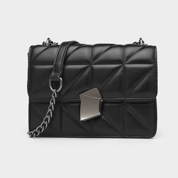 Bolsa Mensajera Cuero con Cadena Rombo
