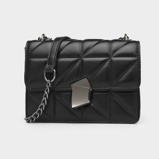 Bolsa Mensajera Cuero con Cadena Rombo