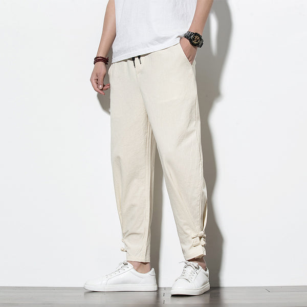 Pantalones Deportivos Hombre Algodón Lino Estilo Asiático - Image 12