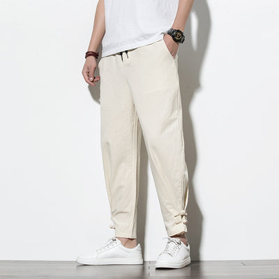 Pantalones Deportivos Hombre Algodón Lino Estilo Asiático - Image 12
