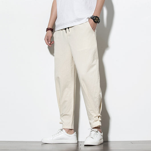 Pantalones Deportivos Hombre Algodón Lino Estilo Asiático - Image 12