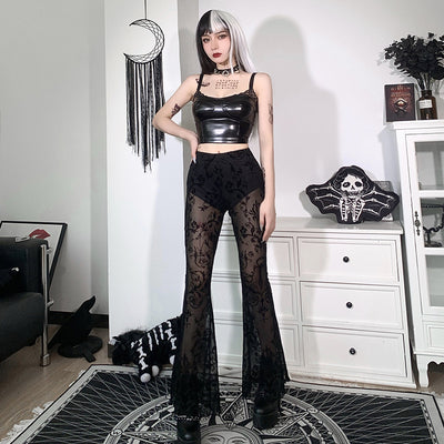 Pantalones Boho Transparentes Acampanados para Mujer - Image 12