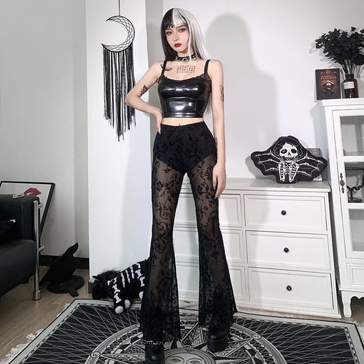 Pantalones Boho Transparentes Acampanados para Mujer - Image 12
