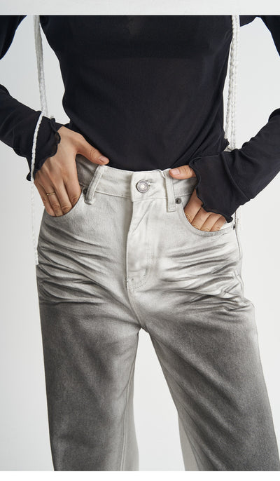 Jeans Clásicos Cintura Alta Corte Recto Ajuste Slim Lavado Original - Image 13